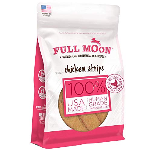 Full Moon Chicken Strips Healthy All Natural Dog Treats Human Grade Made in USA Grain Free, 1.5 Pound (Pack of 1)
