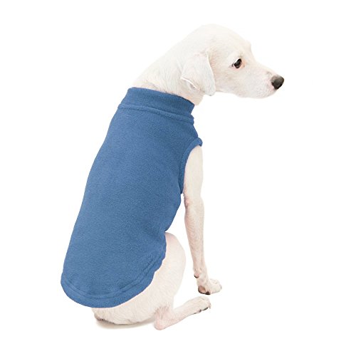 Gooby Stretch Fleece Vest Dog Sweater - Steel Blue, Large - Warm Pullover Super Stretchy Fleece Dog Jacket for Small to Large Dogs