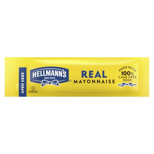 Hellmann's Real Mayonnaise Stick Packets Easy Open, Condiment for Sandwiches, Salads, Mayo Made with 100% Cage Free Eggs, Gluten Free, 0.38 oz, Pack of 210
