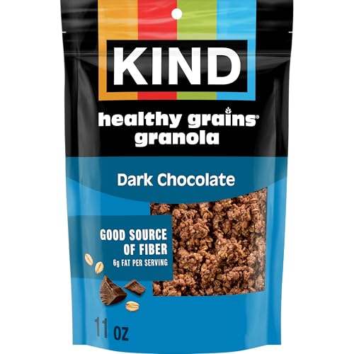 KIND Healthy Grains Granola, Dark Chocolate Clusters, Healthy Snacks, Gluten Free, 100% Whole Grains, 10g Protein, 11oz, 1 Count