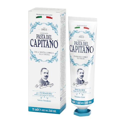 (-12%) Pasta del Capitano 1905, Raucherzahnpasta, Speziell für Raucher entwickelt, Bekämpft Zahnsteinbildung, Frischer Pfefferminzgeschmack, 100% Made in Italy, 75 ml Tube