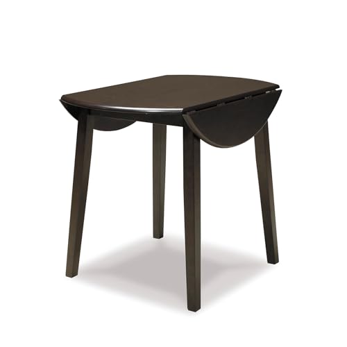 Signature Design by Ashley Hammis Round Dining Room Drop Leaf Table, Dark Brown