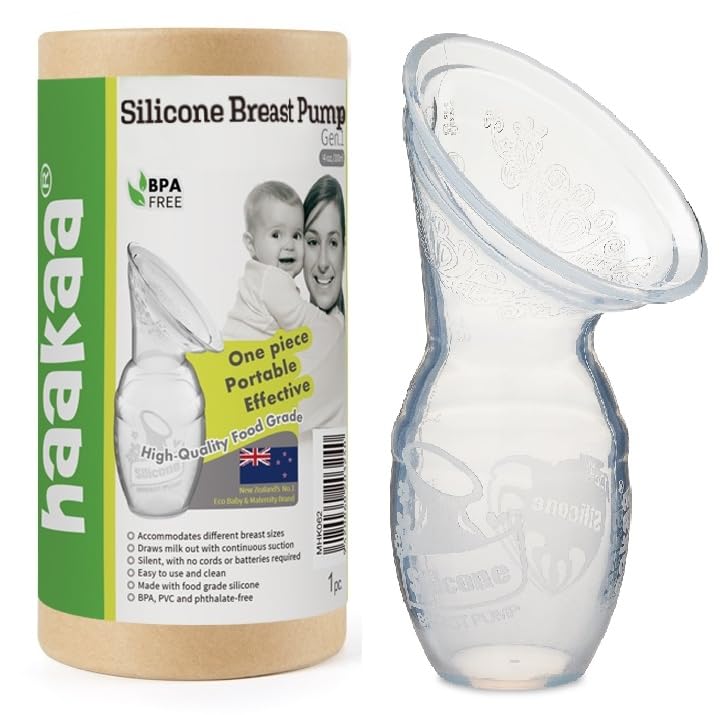 Haakaa Silicone Breastfeeding Manual Breast Pump Milk Pump 100% Food Grade Silicone BPA PVC and Phthalate Free | 4 oz Capacity