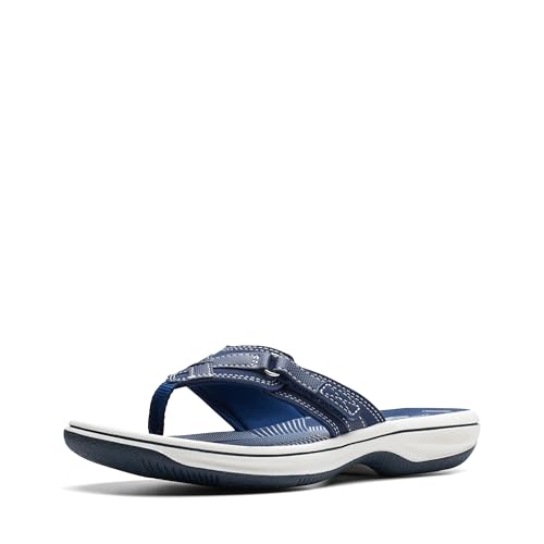 Clarks Women's Breeze Sea Flip-Flop, Navy Synthetic, 8