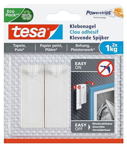 🔥 STARKER PREIS (-49%) tesa Klebenagel für Tapete & Putz, 1 kg - 2 Nägel inkl. Powerstrips