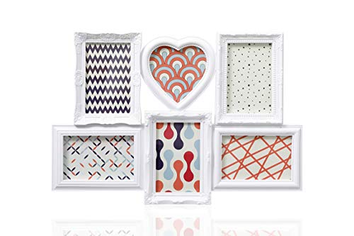 ARPAN Vintage Style 6x4 Multi 6, Aperture Picture Photo Frame Black or White (White)