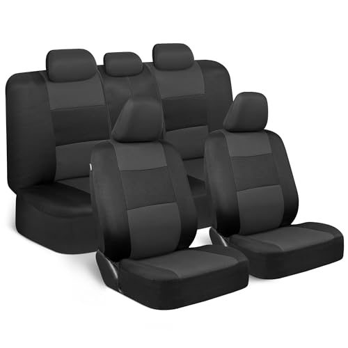 BDK PolyPro Car Seat Covers Full Set Charcoal Black Front Rear Split Bench