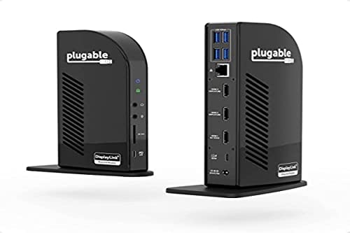 Plugable USB-C Triple Monitor Docking Station: 13-in-1 Laptop Dock with 100W Charging for Mac (DisplayLink Driver Required), Windows, Chrome, 3 HDMI, Gigabit Ethernet, SD, USB-C 20W, 4 USB - UD-ULTCDL