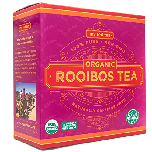 My Red Tea | USDA Organic Rooibos Tea | 80 Tagless Teabags | Single-Origin, Farmer-Friendly, Caffeine-Free | Sustainably Farmed in South Africa | Pure & Natural