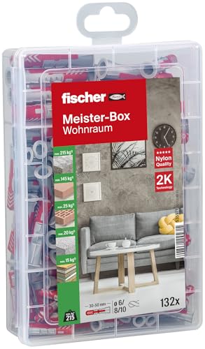 (-47%) fischer Meister-Box Wohnraum, 132-teiliges Dübelset, 6-10 mm Durchmesser, für Heimwerker und Profis, universeller Einsatz - optimal für unbekannte Untergründe im Innen- und Außenbereich