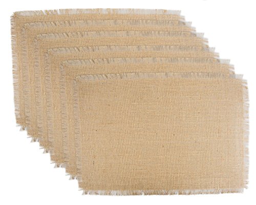 DII Jute Burlap Collection Kitchen Tabletop, Placemat Set, 13x19, Solid Natural, 6 Count