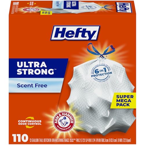 Hefty Ultra Strong Trash Bags Tall Kitchen 13 Gallon 110 Bags
