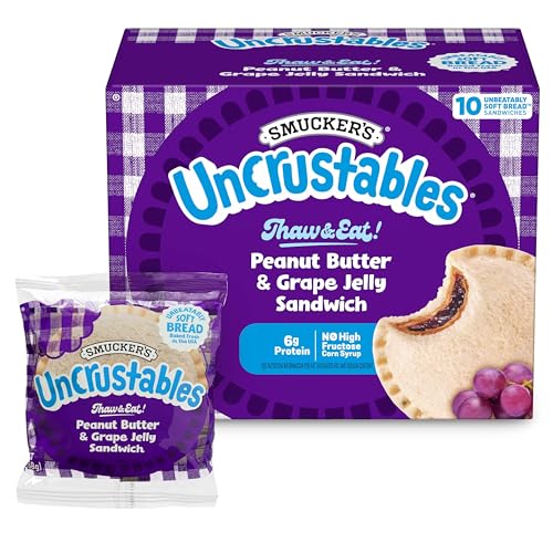 Smucker's Uncrustables Frozen Peanut Butter & Grape Jelly Sandwiches, 10 Count, Thaw & Eat