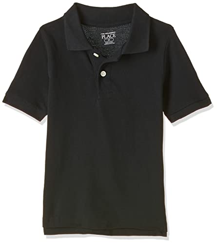 The Children's Place boys Short Sleeve Pique School Uniform Polo Shirt, Black, Medium US