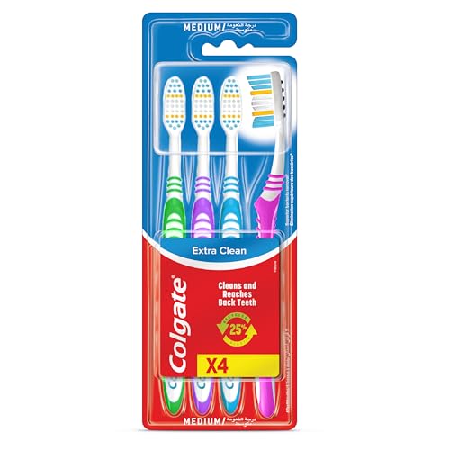 ⚡ BLITZDEAL (-50%) Colgate Extra Clean Zahnbürste, Medium, (1 Packung, 4 Stück)