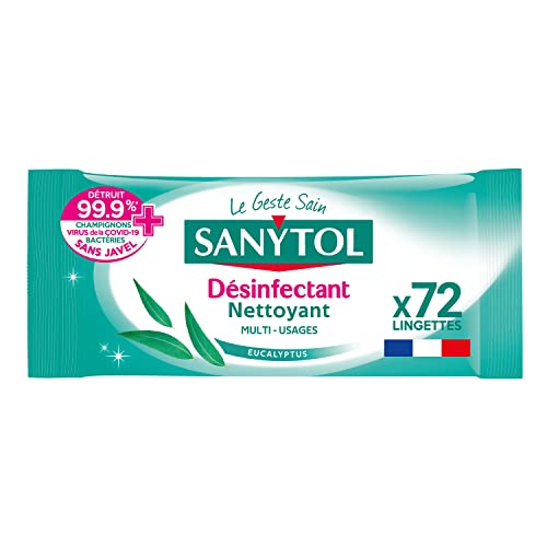 Lingettes désinfectantes Sanytol eucalyptus, 72 unités