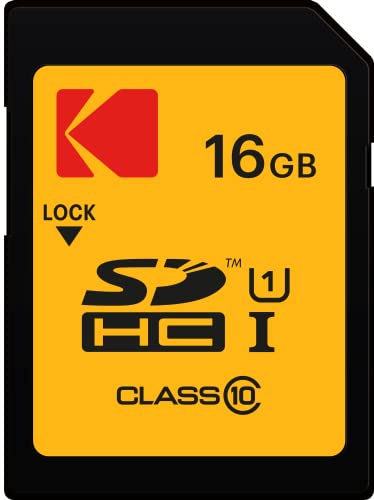 Kodak - Carte SD 16 Go UHS-I U1 V10 SDHC/XC - Carte Mémoire - Vitesse de Lecture 85MB/s Max - Vitesse d'Écriture 25MB/s Max - Stockage de Vidéos Full HD et de Photos Haute Définition - SD Card