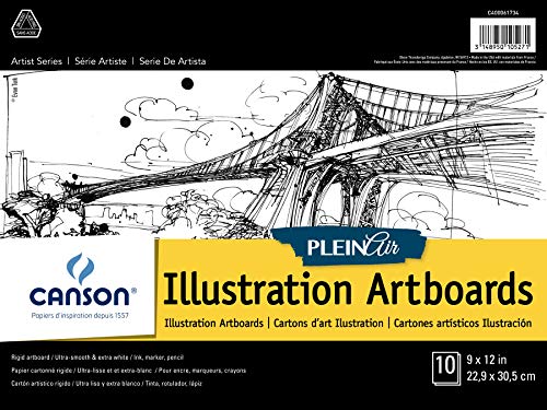 Canson Artist Series Plein Air Illustration Paper, Fold Over Art Board, 9x12 inches, 10 Sheets - Artist Paper for Adults and Students - Colored Pencil, Marker, Ink, Pen