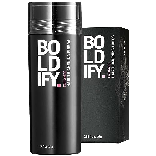 BOLDIFY Hair Fibers (28g) - Fill In Thinning and Fine Hair for an Instantly Fuller, Thicker Look - 14 Shades for Women & Men - Black
