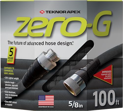 zero-G 4001-100 Garden Hose, 5/8" x 100&#x27;, GrayPowerFlow Garden Hose, NON-EXPANDABLE 25 Feet Premium Quality S