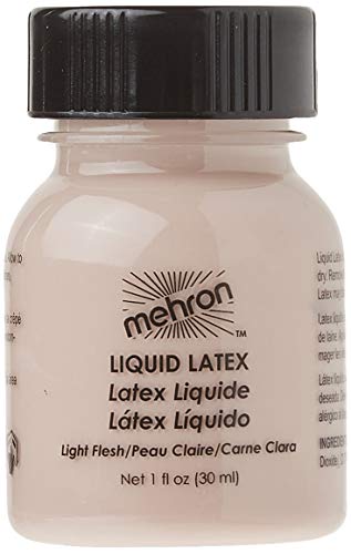 Mehron Makeup Liquid Latex | SFX Makeup | Halloween | Latex Glue for Skin | Special FX Prosthetic Glue 1 fl oz (30 ml) (Light Flesh)