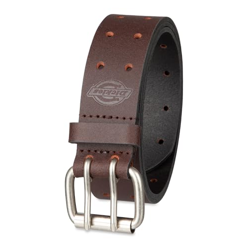 Dickies Men's Leather Double Prong Belt, Brown, 38 (Waist: 36)