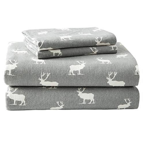 Eddie Bauer - Queen Sheets, Cotton Flannel Bedding Set, Brushed For Extra Softness, Cozy Home Decor (Elk Grove, Queen)