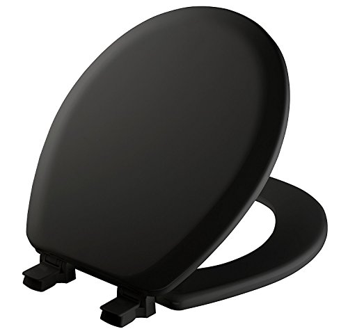 Mayfair Cameron Black Toilet Seat, Non Slip Heavy Duty Wood, Easy Clean, Made in USA, Round