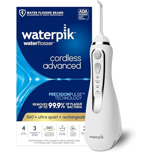 Waterpik Cordless Advanced 2.0 Water Flosser For Teeth, Gums, Braces, Dental Care With Travel Bag and 4 Tips, ADA Accept