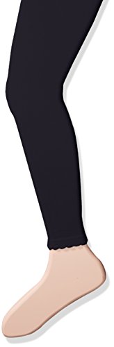 Jefferies Socks Little Girls Cotton Footless Tights with Scalloped Edge, Navy Blue, 6-8 Years