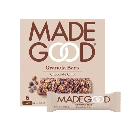 MadeGood Chocolate Chip Granola Bars, 6 Healthy Snack Bars, 0.85 oz Each