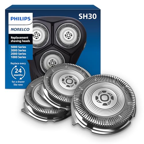 Philips Norelco SH30/52 Shaving Heads, Compatible with Philips Shavers Series 1000, 3000 and 5000, Powerful Performance, Self-Sharpening, 3 Pieces, Model SH30/52