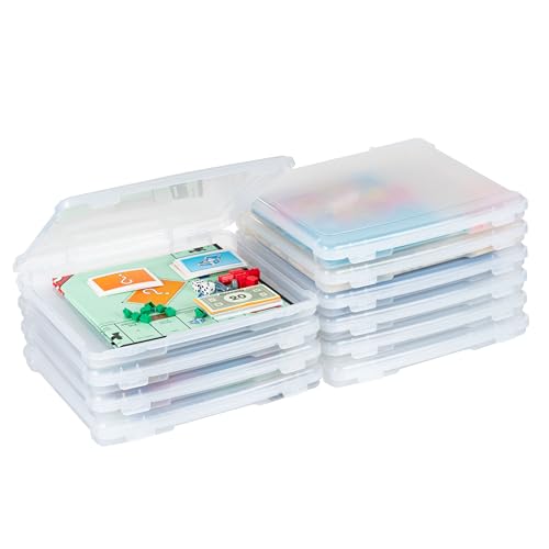 IRIS USA Board Game Storage Craft Organizer Box with Snap-Tight Latch Lid
