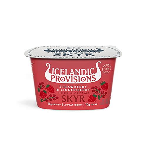 Icelandic Provisions, Strawberry and Lingonberry Thick and Creamy SKYR, 5.3 Ounce