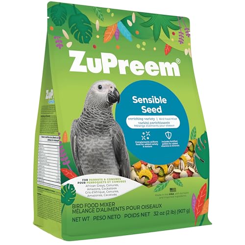 ZuPreem Sensible Seed Bird Food, Parrot, Conure, Caique, African Grey, Eclectus, Small Cockatoo, Seed and Pellet Blend for Medium Large Birds (ML, 2 lbs)