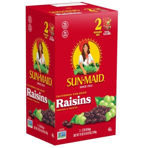 Sun-Maid California Sun-Dried Raisins - (2 Pack) 32 oz Resealable Bag - Dried Fruit Snack for Lunches, Snacks, and Natural Sweeteners