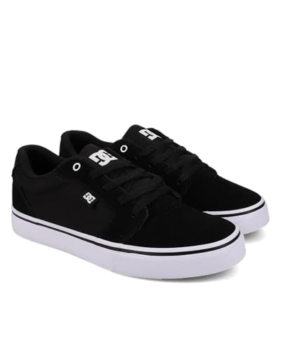 DC Tênis de skate casual Anvil masculino, Preto/branco/preto, 40