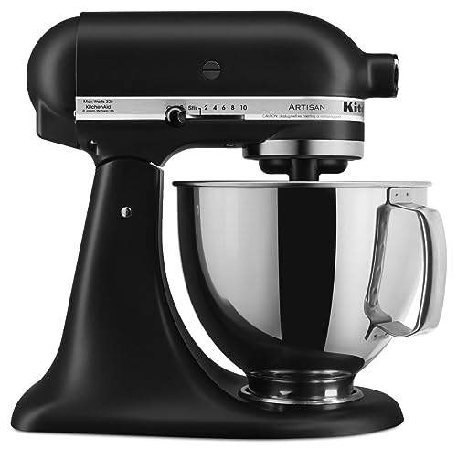 KitchenAid Artisan Series 5 Quart Tilt Head Stand Mixer with Pouring Shield KSM150PS, Matte Black