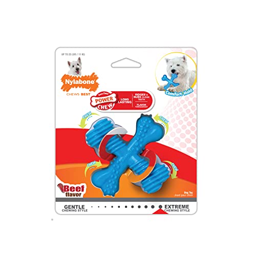 Nylabone Comfort Hold X-Bone Power Chew Toy for Dogs, Dog Toys for Aggressive Chewers, Beef Flavor, Small - Up to 25 lbs, 1 Count