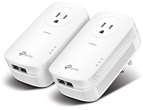 TP-Link AV2000 Powerline Ethernet Adapter TL-PA9020P KIT - Powerline Network Adapter, Passthrough, 2x2 MIMO, 2 Gigabit Ports, Ethernet Over Power, Plug Pair & Play, Power Saving, Free Expert Help