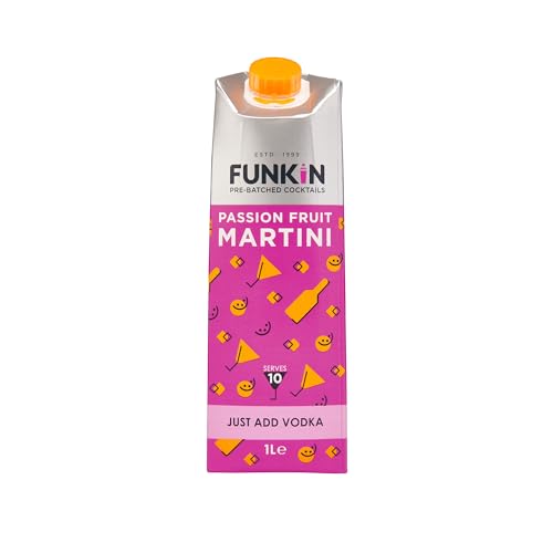 FUNKIN Cocktails Passion Fruit Martini Pre Mixed Cocktail Mixer | Just Add Rum | Tropical & Tangy | 0% ABV | Premium Ingredients for Bar-Quality Drinks | Perfect for Parties | 1 Litre, Pack of 6