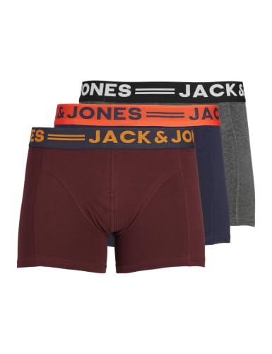 🔥 STARKER PREIS (-52%) JACK & JONES Herren Jaclichfield Trunks 3 Pack Boxershorts, Burgundy, S EU