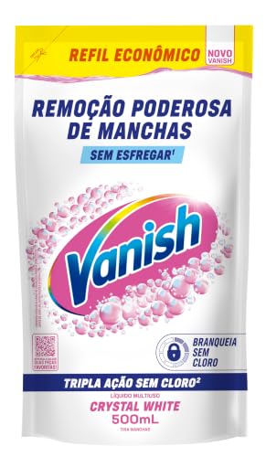 Tira Manchas Vanish Líquido Crystal White para roupas brancas Refil Econômico 500ml