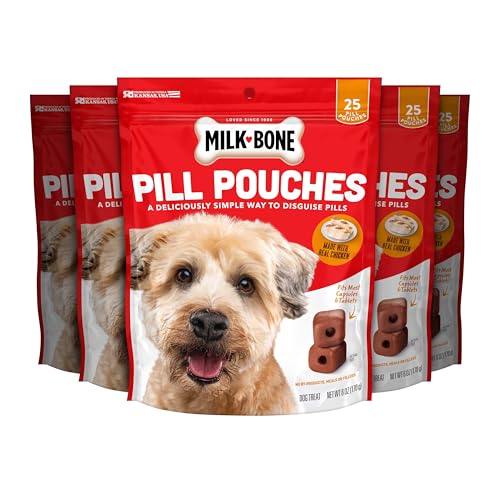 Milk-Bone Pill Pouches with Real Chicken Dog Treats, 6 Ounce Bag (Pack of 5)