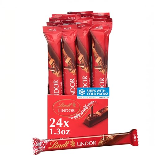 Lindt LINDOR Milk Chocolate Truffle Bar, Chocolate Candy Bar with Smooth Center, 1.3 oz. (24 Pack) : Grocery & Gourmet F