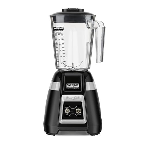 Waring Commercial BB300 Blade 1 HP Blender Toggle Switch Controls with Pulse feature with 48 oz BPA Free Copolyester Stacking Container, 120V, 5-15 Phase Plug ,Black