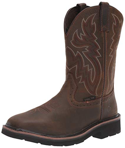 Wolverine Men's Rancher 10" Square Toe Steel Toe Work Boot, Dark Brown/Rust, 10 M US