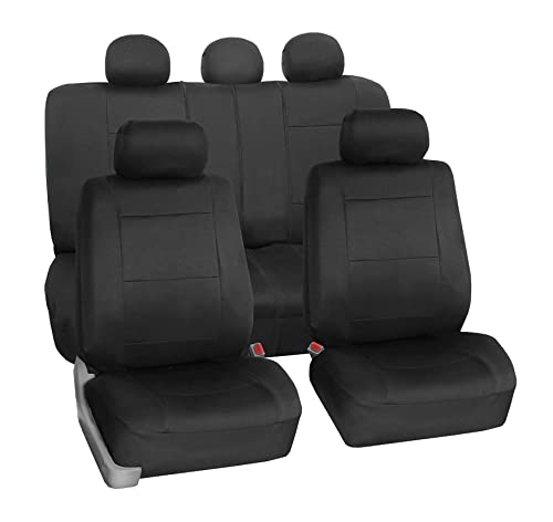 FH Group Car Seat Covers Full Set Neoprene Waterproof Airbag Compatible Black