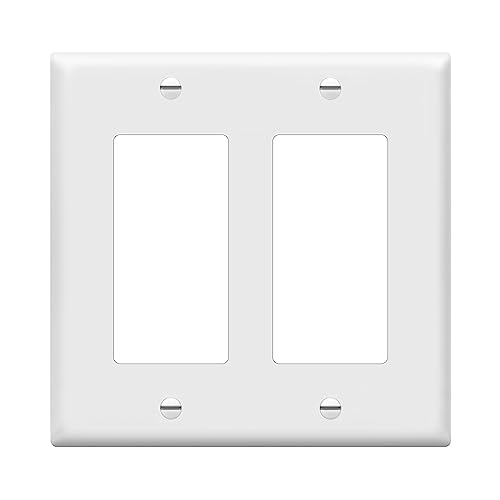 ENERLITES Decorator Light Switch or Receptacle Outlet Wall Plate, Gloss Finish, Size 2-Gang 4.50" x 4.57", Unbreakable Polycarbonate Thermoplastic, UL Listed, 8832-W, White