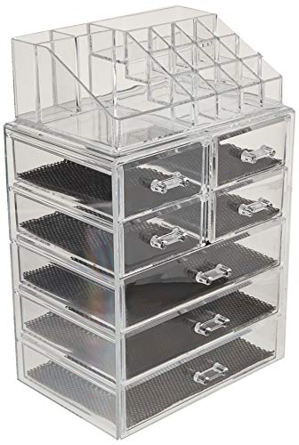 Sorbus Acrylic Makeup Organizer Set, 7-Drawer Vanity &amp; Countertop Cosmetic Storage with Small &amp; Wide Compartment